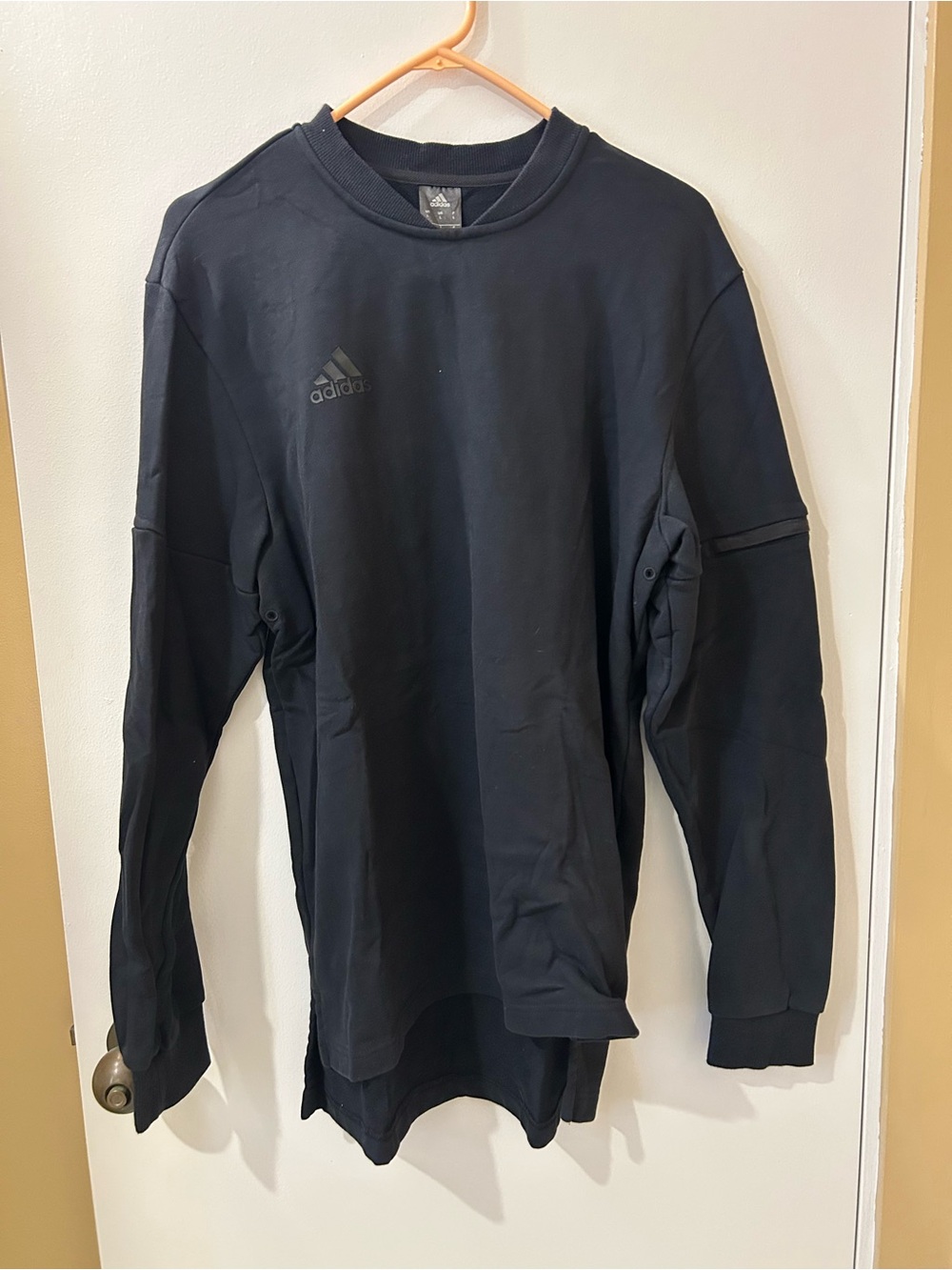adidas Black Long-Sleeve Crew with Subtle Logo